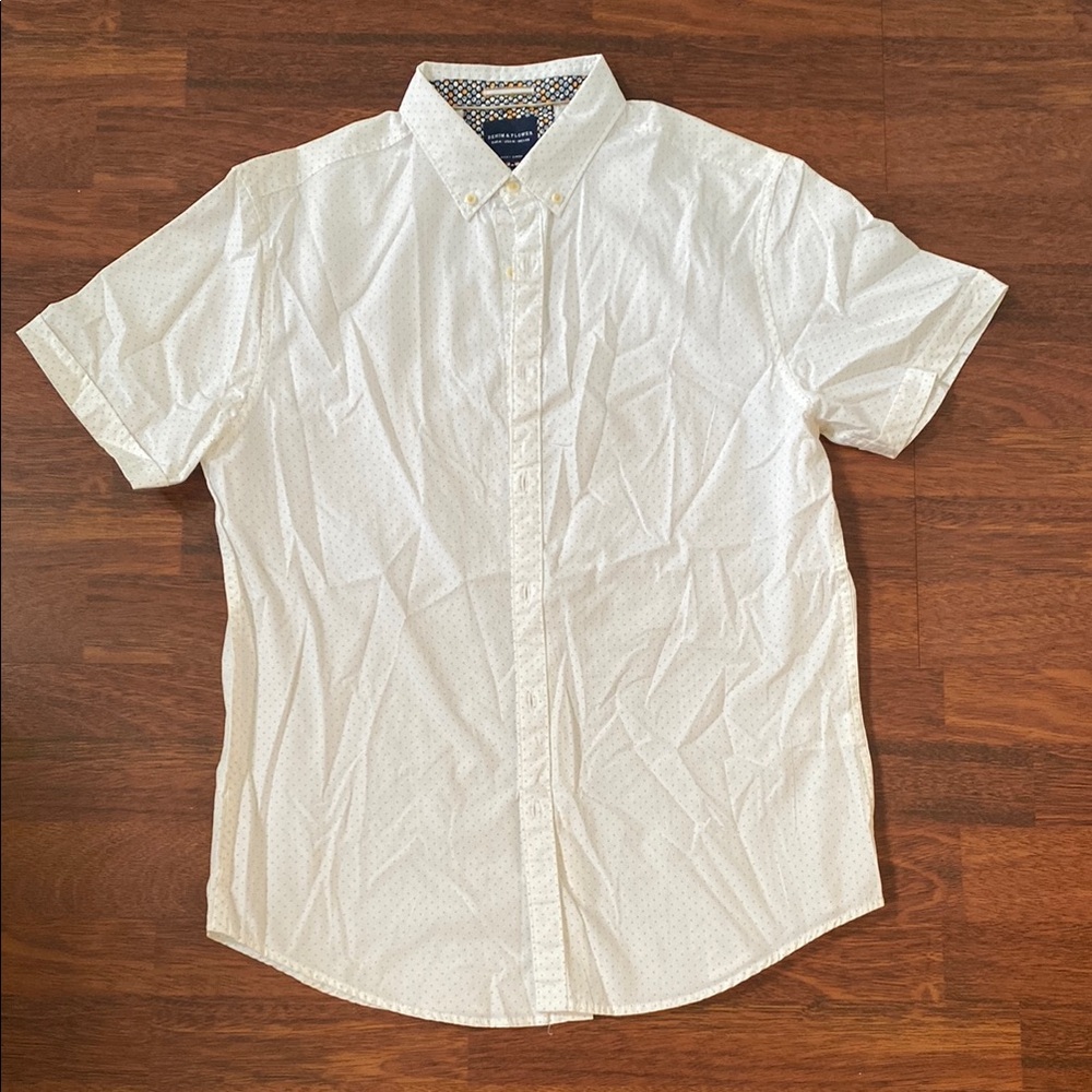 Denim & Flower White Casual Button-Down Shirt